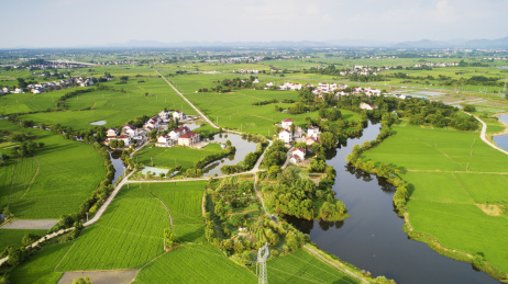 航拍中国安徽省宣城市夏日乡村生态田园风光