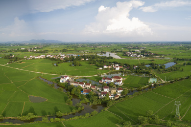 航拍中国安徽省宣城市夏日乡村生态田园风光