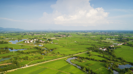 航拍中国安徽省宣城市夏日乡村生态田园风光