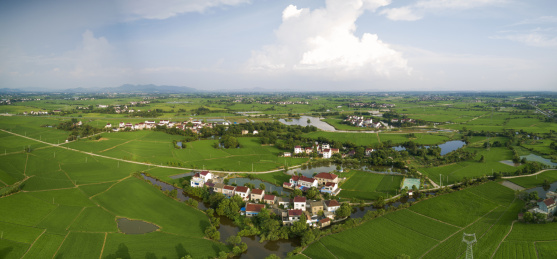 航拍中国安徽省宣城市夏日乡村生态田园风光