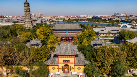 山东省滨州市无棣县大觉寺航拍全景