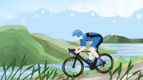 自行车运动户外骑行原创插画