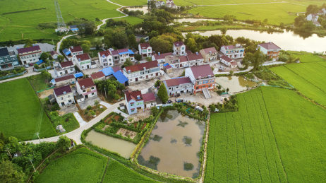 航拍中国安徽宣城市江南夏日田园风光