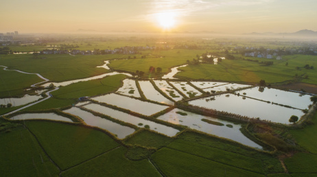 航拍中国安徽宣城市江南夏日田园风光