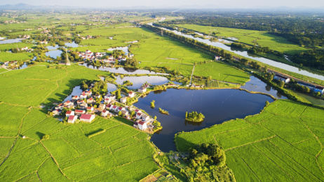 航拍中国安徽宣城市江南夏日田园风光