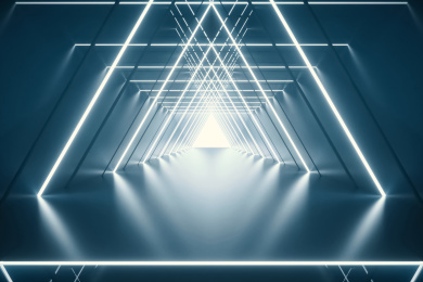 有发光线条条形灯组成的几何形状科技感通道隧道背景素材