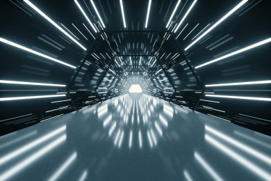 有发光线条条形灯组成的几何形状科技感通道隧道背景素材