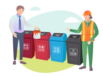 实施垃圾分类居民和清洁工