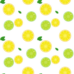 白背景柠檬片矢量无缝拼图