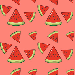 红背景中的西瓜片矢量无缝拼图