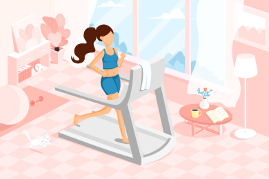 时尚女孩健身房瑜伽跑步运动减肥