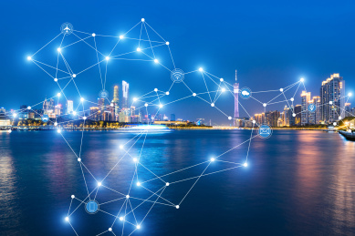 广州城市高速发展和5G网络概念