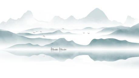  手绘中国风意境水墨山水风景画