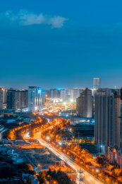 现代城市人类居住区夜景风光