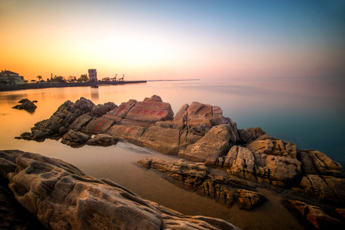 中国山东省日照市海上碑景区