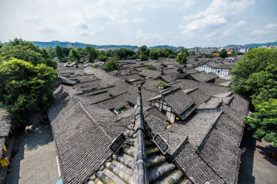 四川阆中古城青瓦民居建筑风光