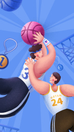 青年男子篮球对决赛运营插画