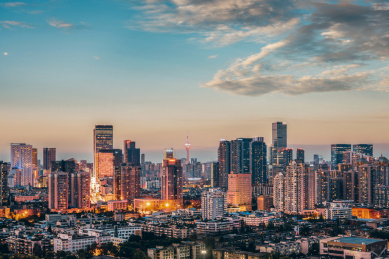 中国四川成都武侯区CBD城市夜景