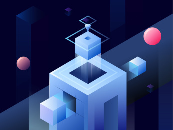 科技风格等距方块插画图形