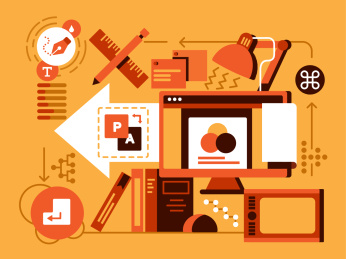 设计师的书房物体摆拍矢量插画