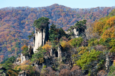 中国辽宁丹东宽甸天桥沟秋景