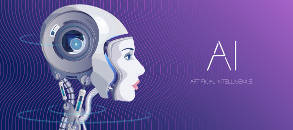 Modern Robots矢量人工智能科幻女性机器人卡通插画