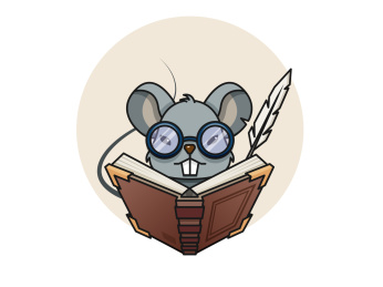 带着眼镜拿着魔法书在书写的老鼠