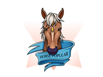 被丝带缠绕的马的头像插图