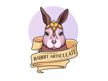 被丝带缠绕的兔子的头像插画设计