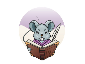 拿着魔法书在读书的老鼠学者