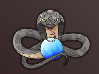 缠绕着水晶球吐着舌头在占卜的蛇