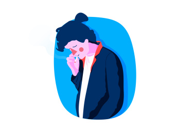 一个抽烟的男性