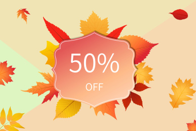 秋季降价促销海报的矢量插画