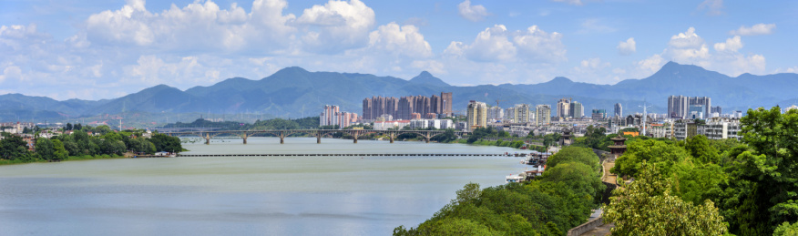 中国江西省赣州市贡江全景风光