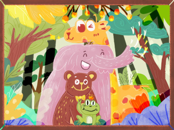 动物们在森林里合照