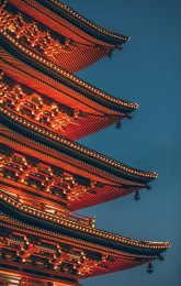 武汉东湖樱花园五重塔夜景