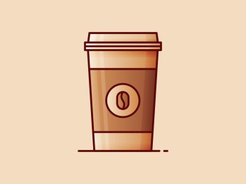 带咖啡豆标志的咖啡色咖啡杯