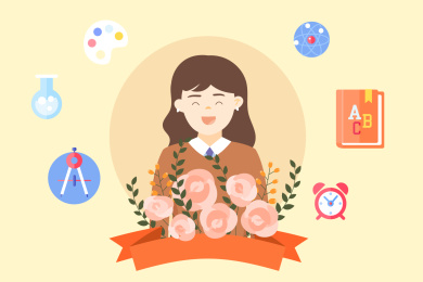 教师节老师的一天庆祝感谢师恩矢量扁平插画