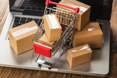 网购概念，购物车