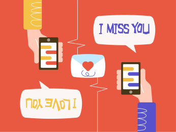 对称型的伸出双手的爱情主题插画