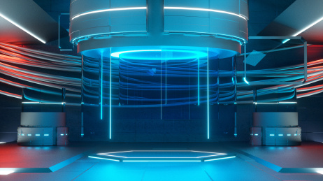 一个蓝色的三维虚拟实验室