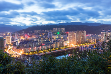 中国福建省宁德市城市夜景