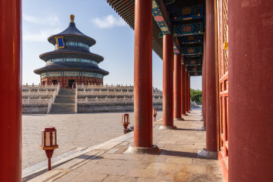 中国北京市天坛公园祈年殿古建筑风光