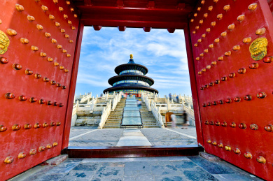 中国北京市天坛公园祈年殿中式古建筑景观