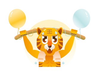 老虎举重插画设计