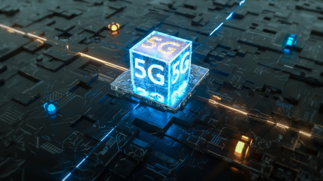 科技三维5G时代抽象芯片能量场景