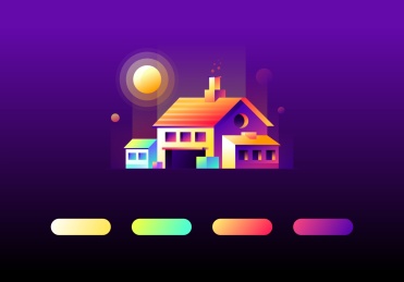 渐变多色彩房屋建筑图形设计