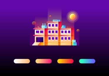 暗空间多色彩建筑图形设计