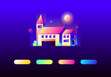 暗空间多色彩建筑图形设计