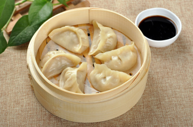 中国美食一笼特色美味蒸饺